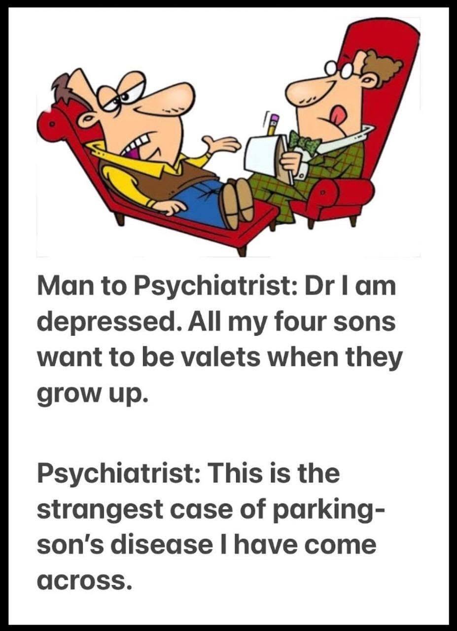 Cartoon of a man lying on a therapist couch talking to a psychiatrist who is sitting in a chair taking notes.